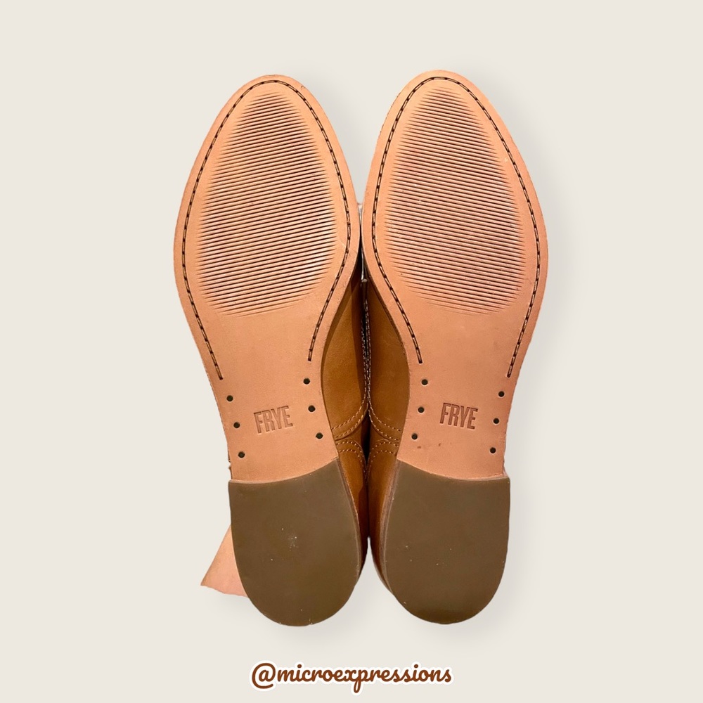 $328 Frye Grace Oxford Cognac Brown Real Leather Lace Up Casual Comfy Daily Flat - Picture 15 of 16